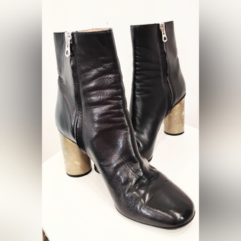 ACNE STUDIOS BLACK LEATHER ANKLE BOOTS - Picture 13 of 15